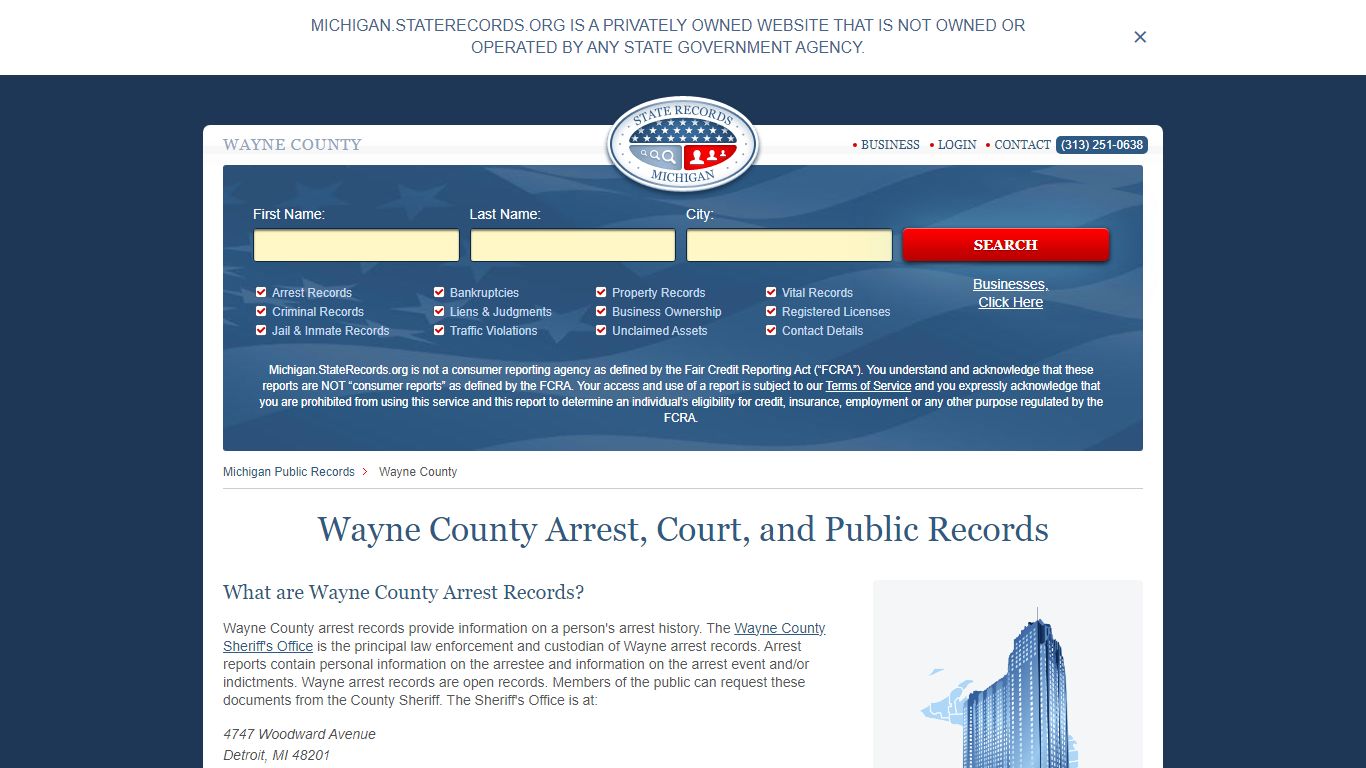 Wayne County Arrest, Court, and Public Records