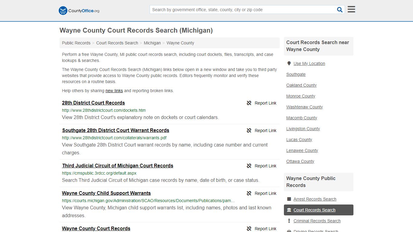 Wayne County Court Records Search (Michigan) - County Office